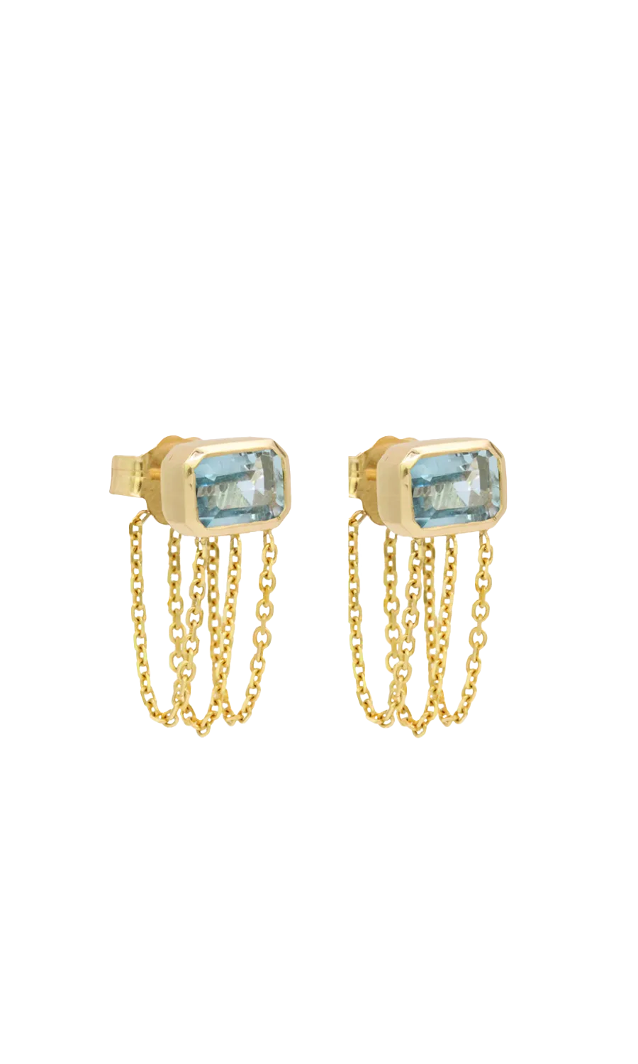 Chain Back Aquamarine Studs