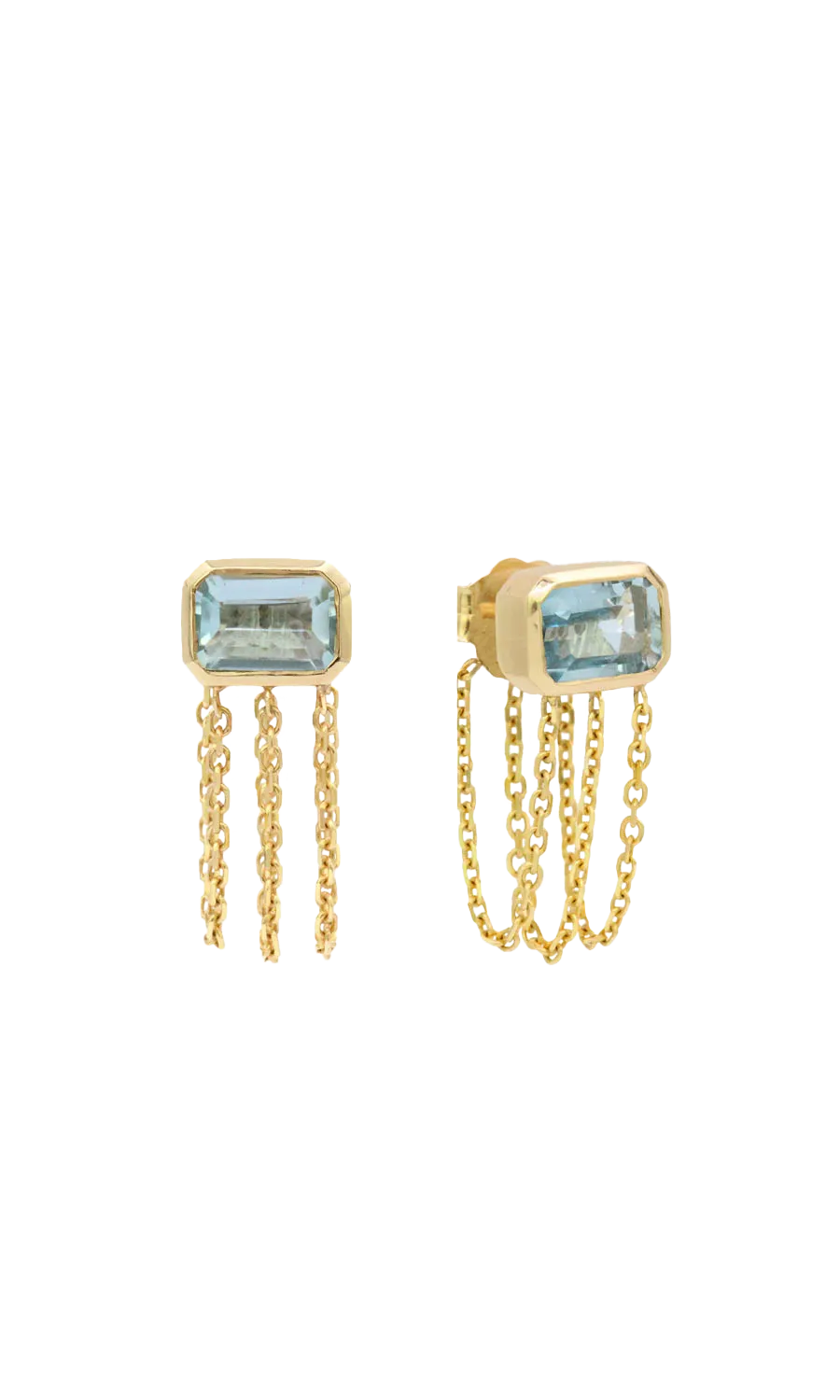 Chain Back Aquamarine Studs