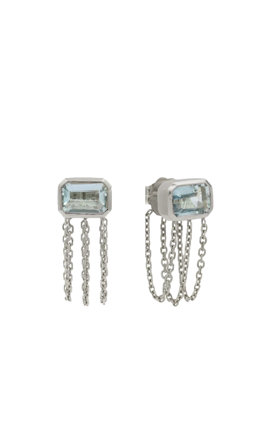 Chain Back Aquamarine Studs