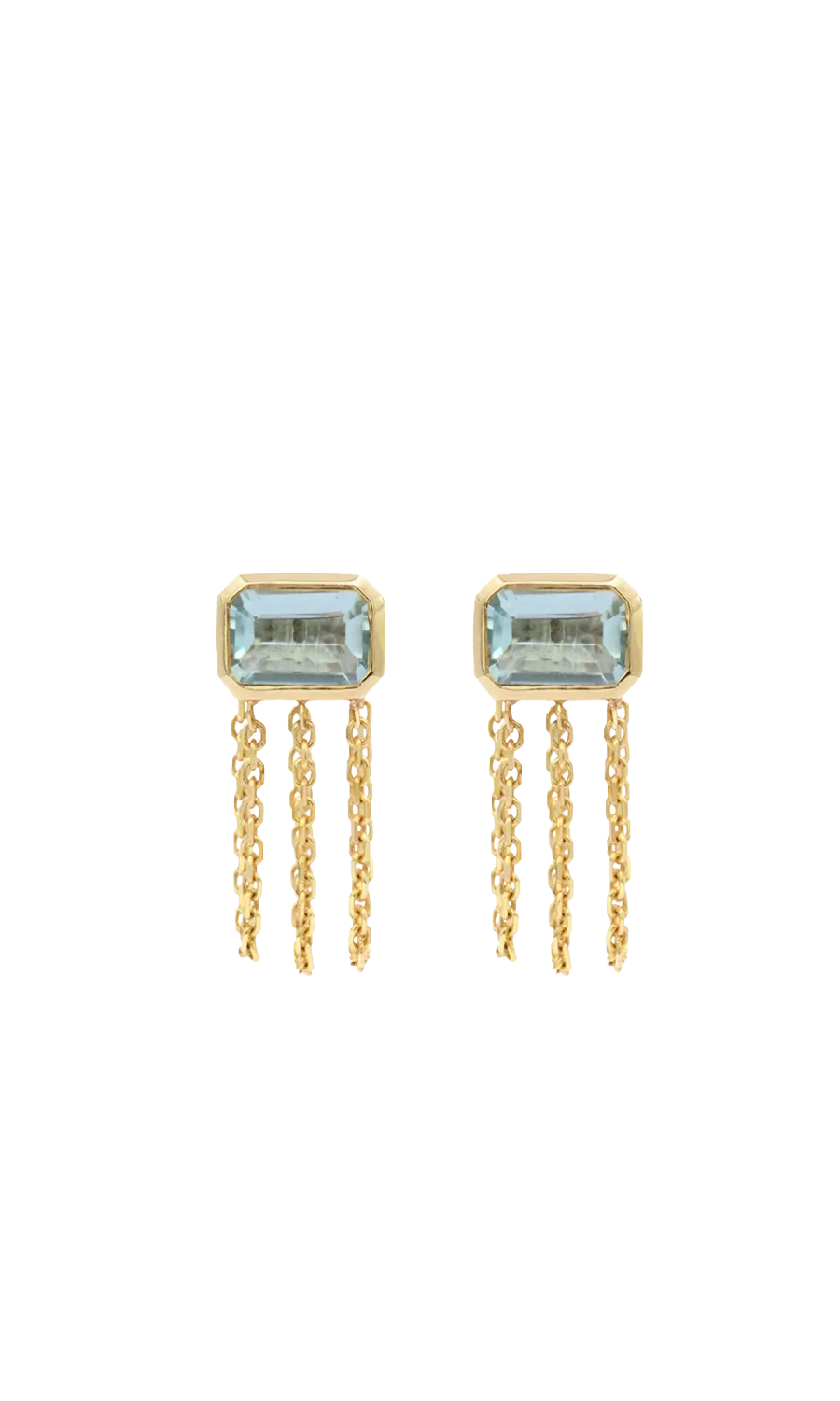 Chain Back Aquamarine Studs