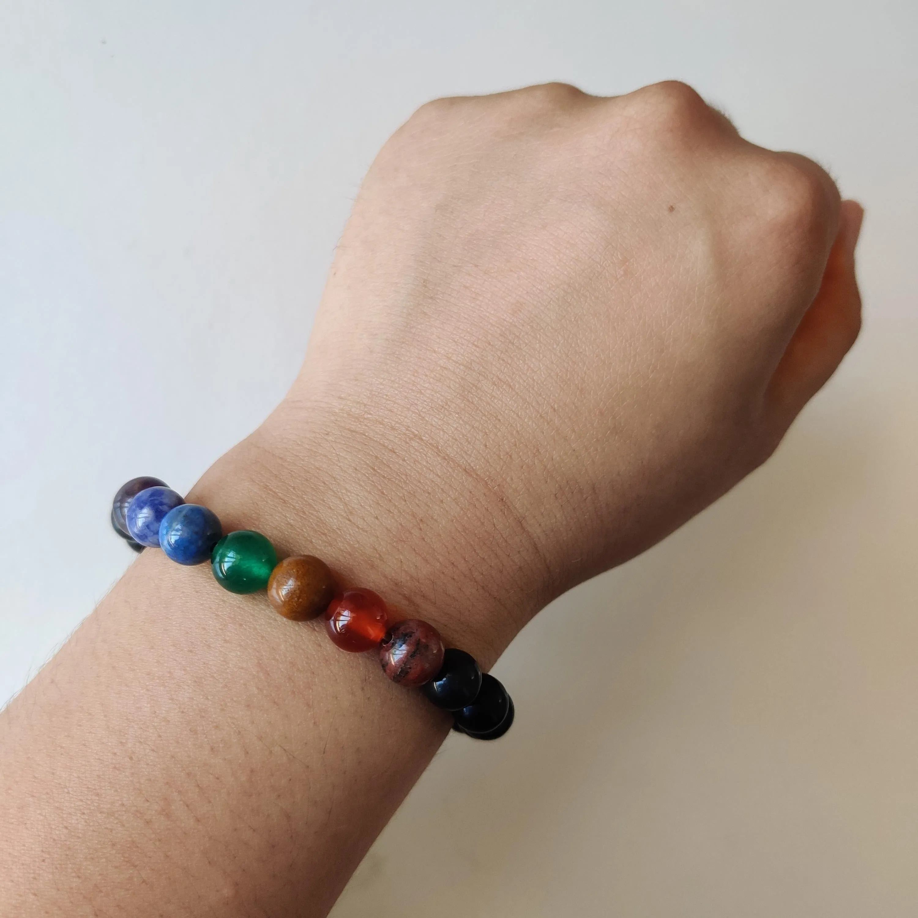 Chakra Black Agate Bracelet
