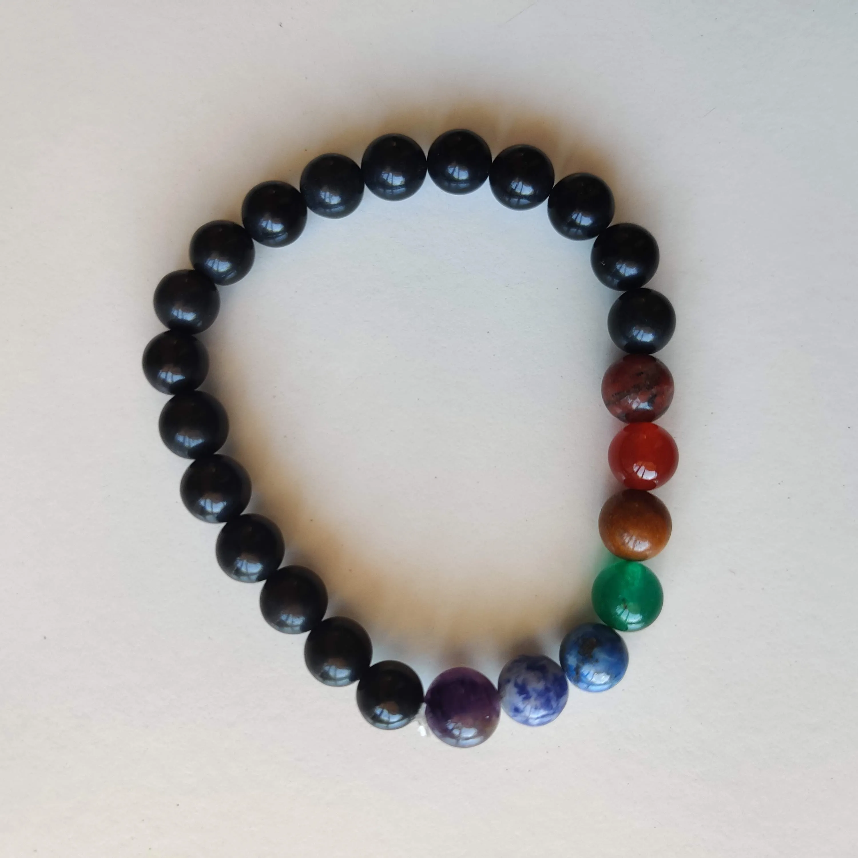 Chakra Black Agate Bracelet