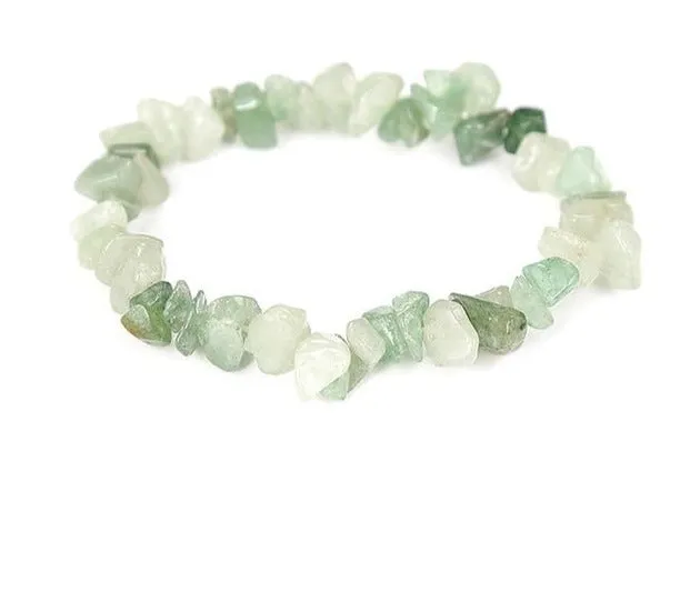 Chakra Chipped Natural Crystal Stone Stretch Bracelet