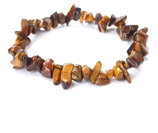 Chakra Chipped Natural Crystal Stone Stretch Bracelet