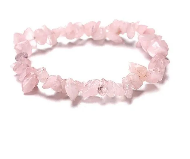 Chakra Chipped Natural Crystal Stone Stretch Bracelet