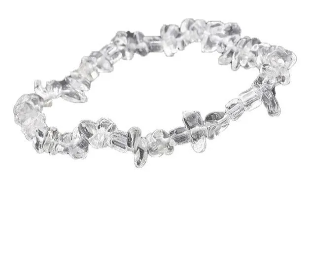 Chakra Chipped Natural Crystal Stone Stretch Bracelet