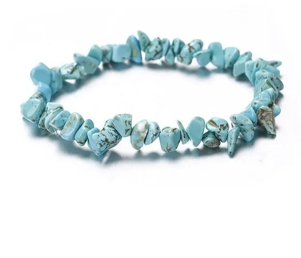 Chakra Chipped Natural Crystal Stone Stretch Bracelet