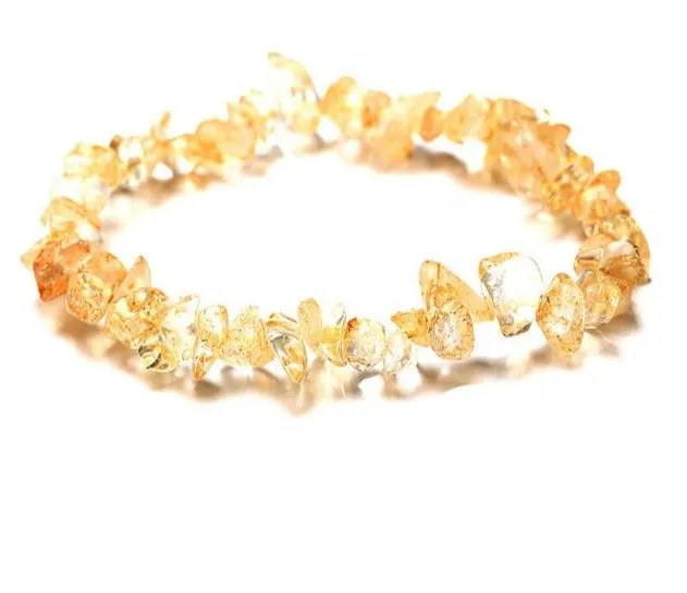 Chakra Chipped Natural Crystal Stone Stretch Bracelet