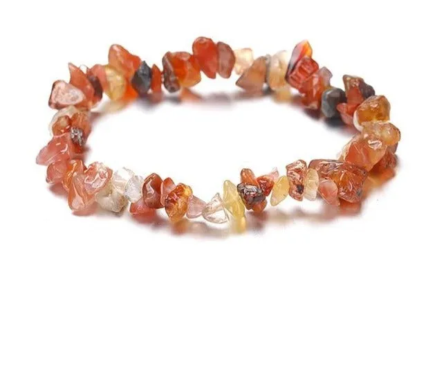 Chakra Chipped Natural Crystal Stone Stretch Bracelet