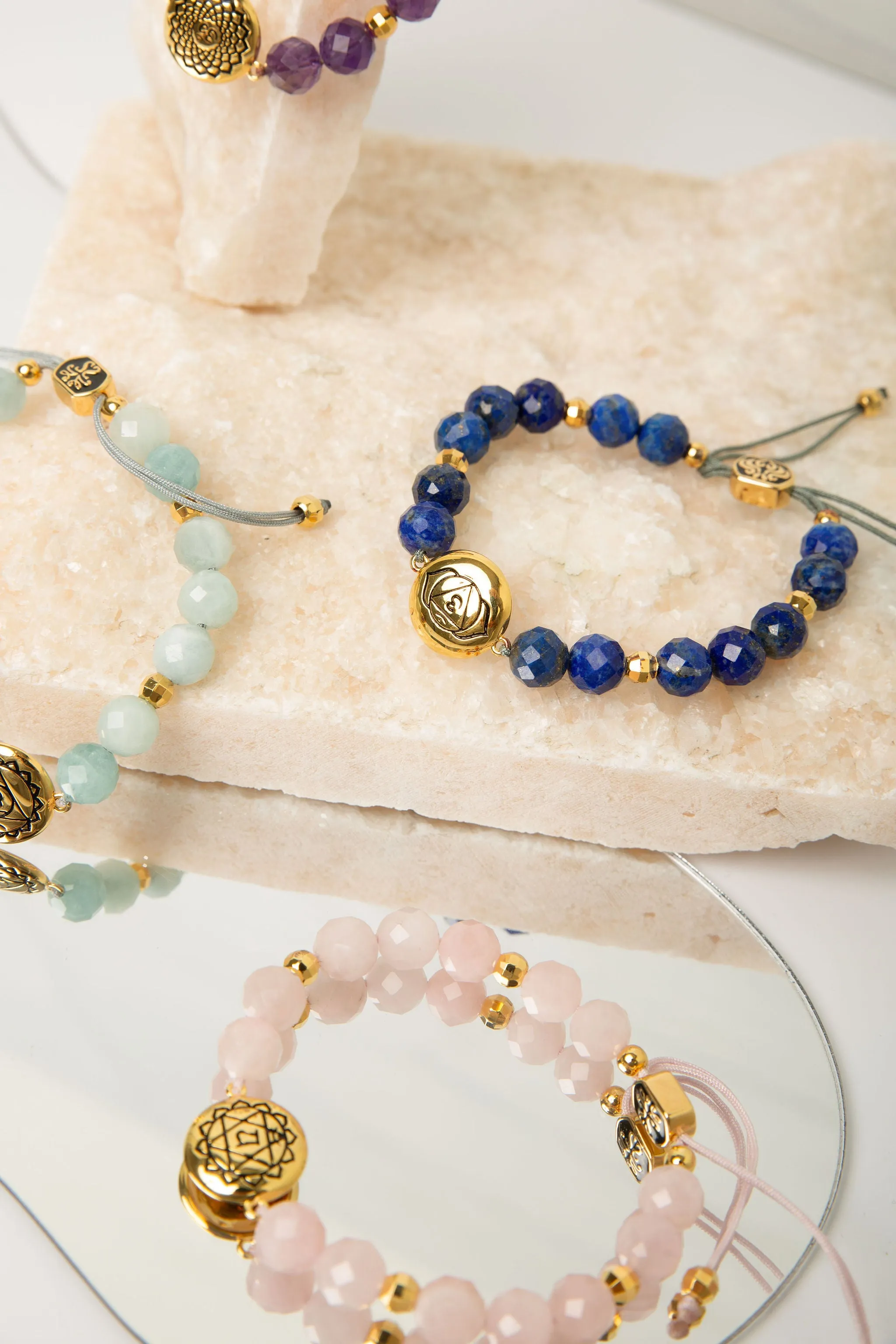 Chakra Healing & Alignment Gemstone Adjustable Bracelets, Set of 7, All Gender