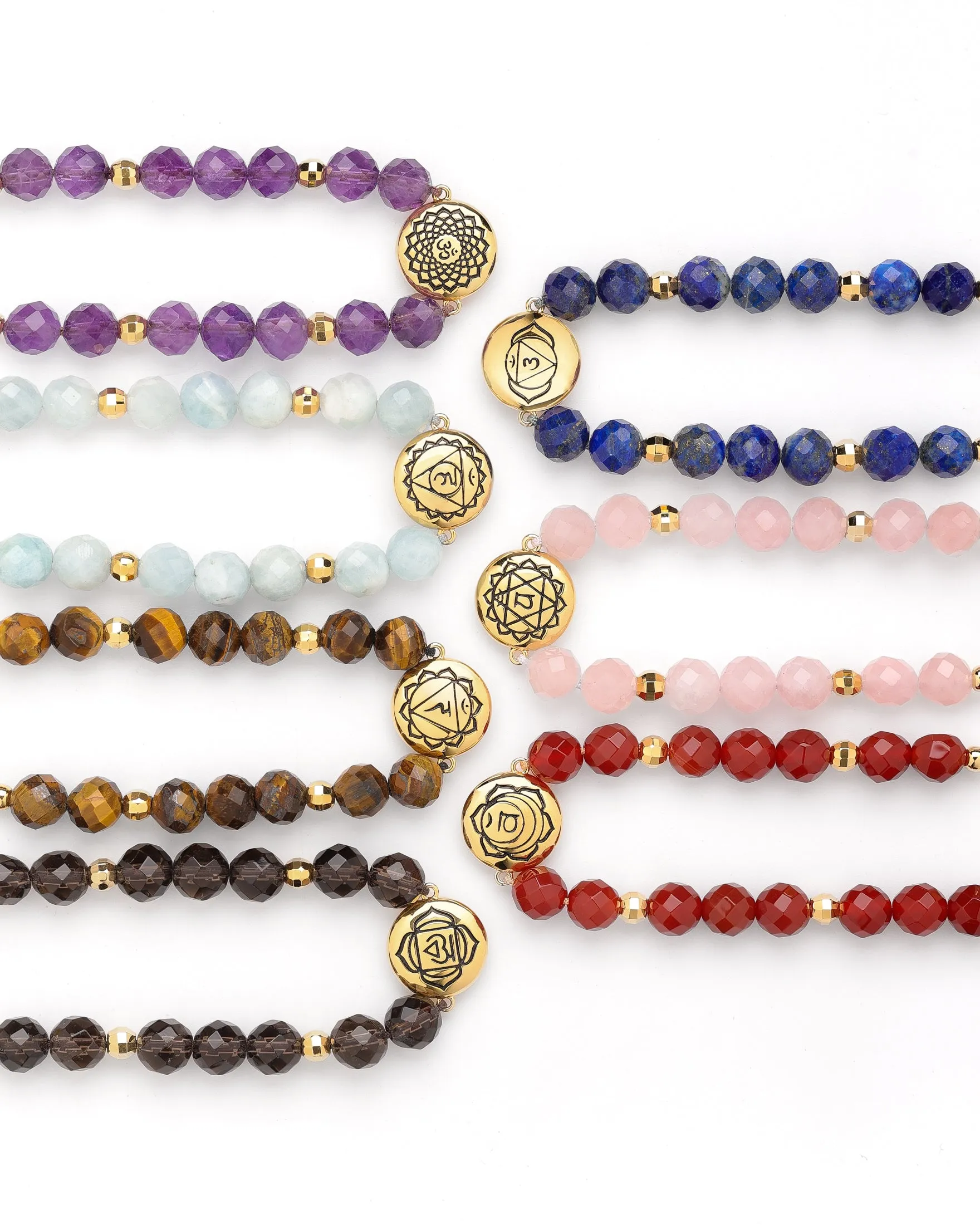 Chakra Healing & Alignment Gemstone Adjustable Bracelets, Set of 7, All Gender