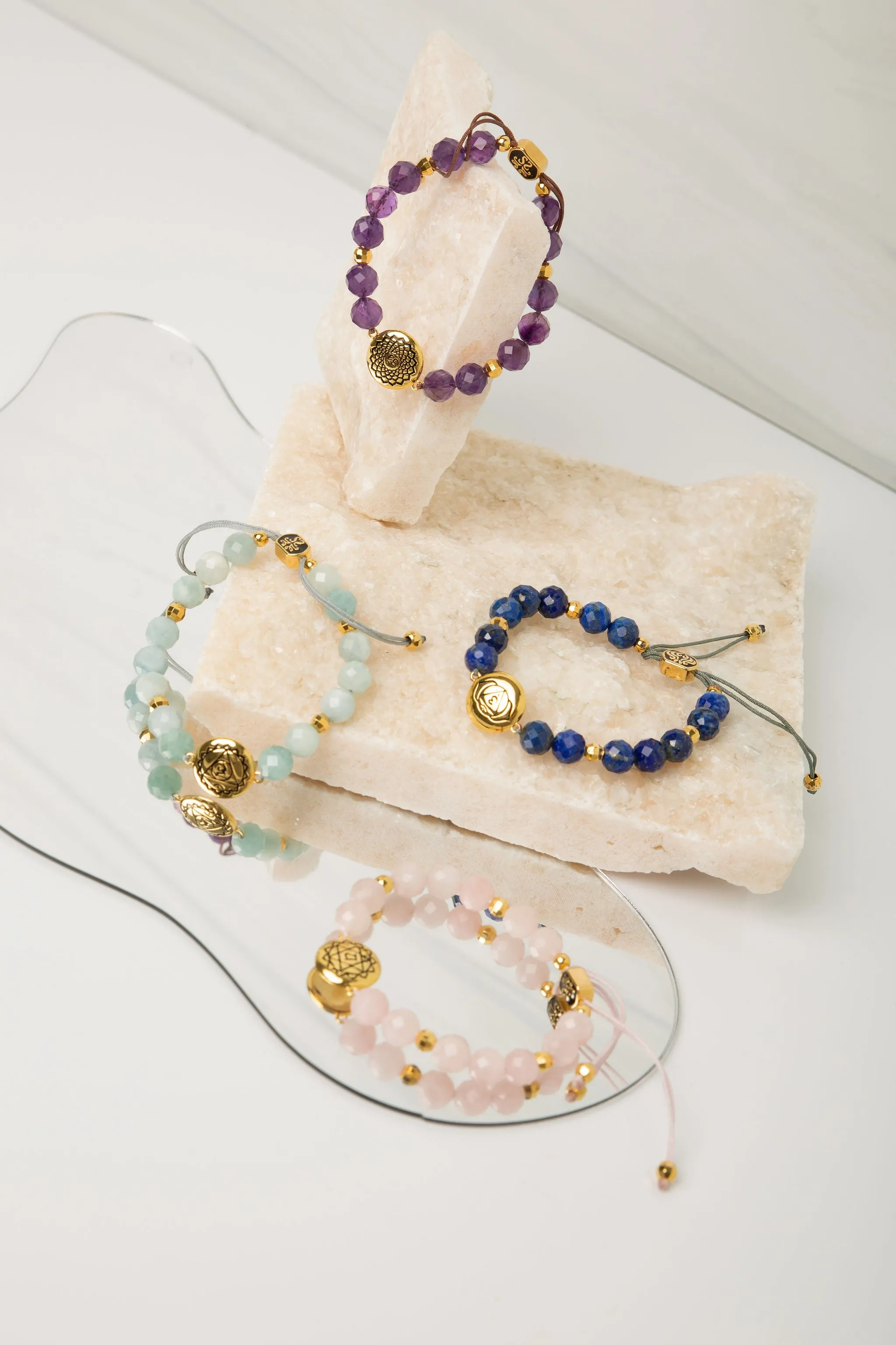 Chakra Healing & Alignment Gemstone Adjustable Bracelets, Set of 7, All Gender