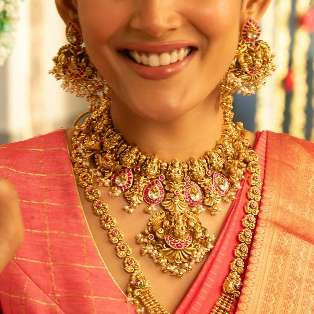 Chitra Temple Antique Necklace Set