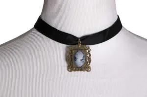 Choker Necklace with Cameo - Black