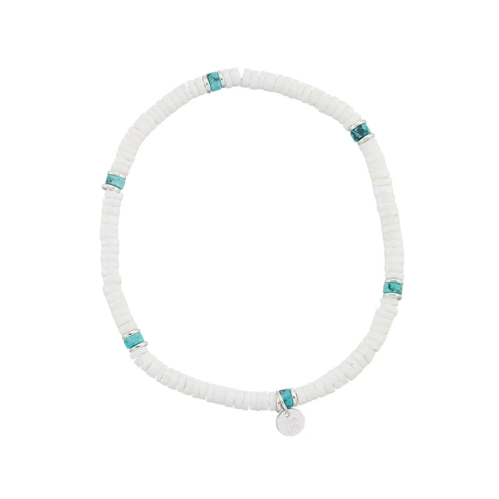Clam Shell & Stone Bead Stretch Anklet