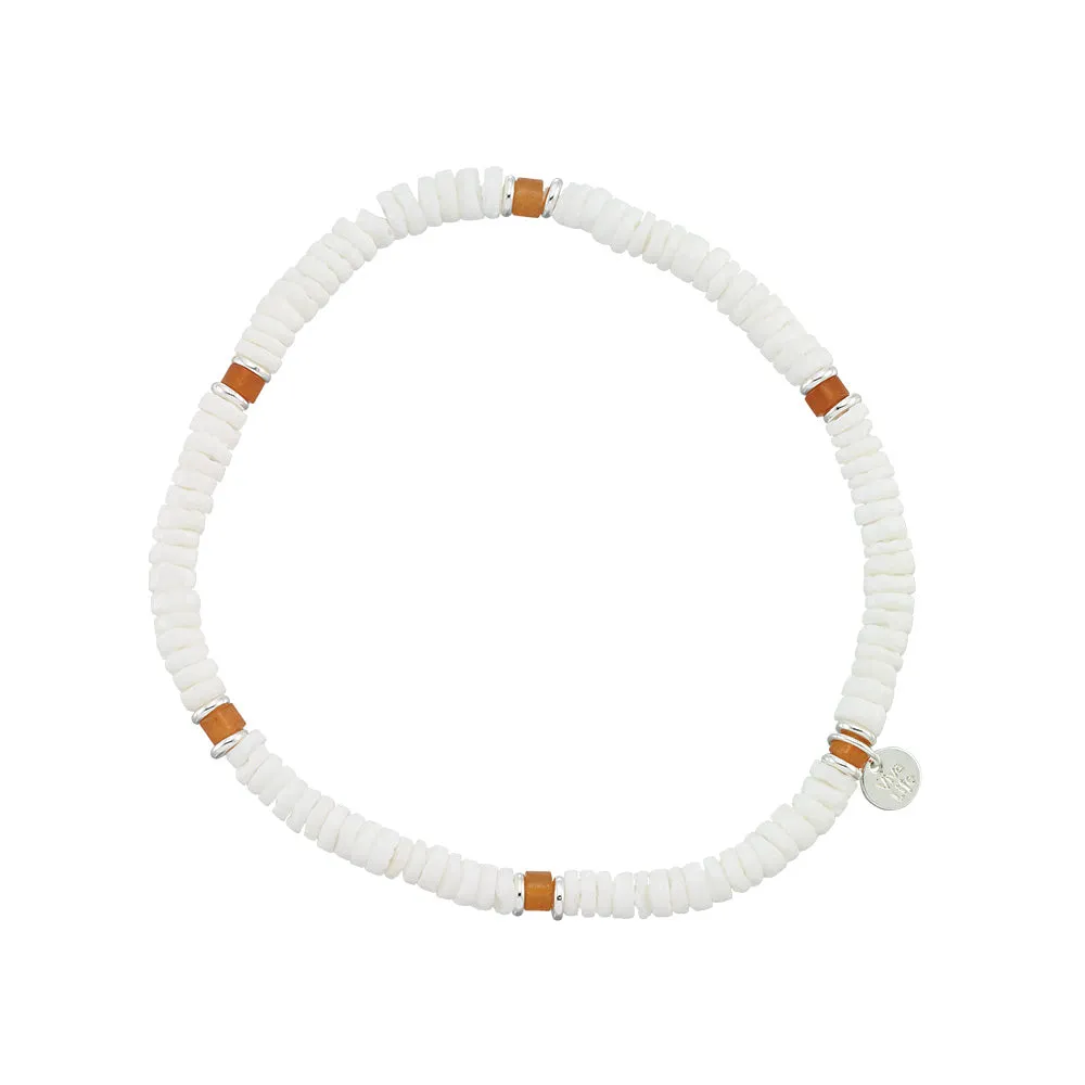 Clam Shell & Stone Bead Stretch Anklet