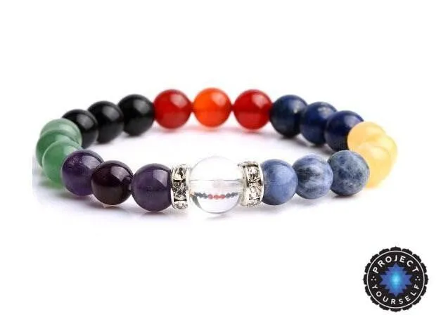 Clear Crystal Focal Bead 7 Chakra Natural Stones Bracelet