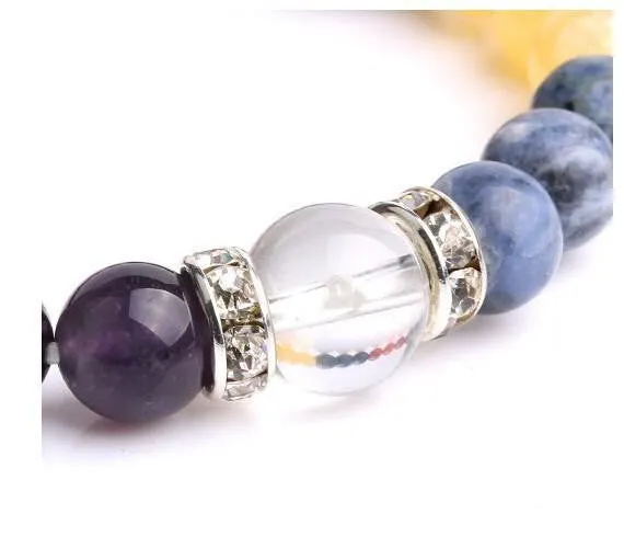 Clear Crystal Focal Bead 7 Chakra Natural Stones Bracelet