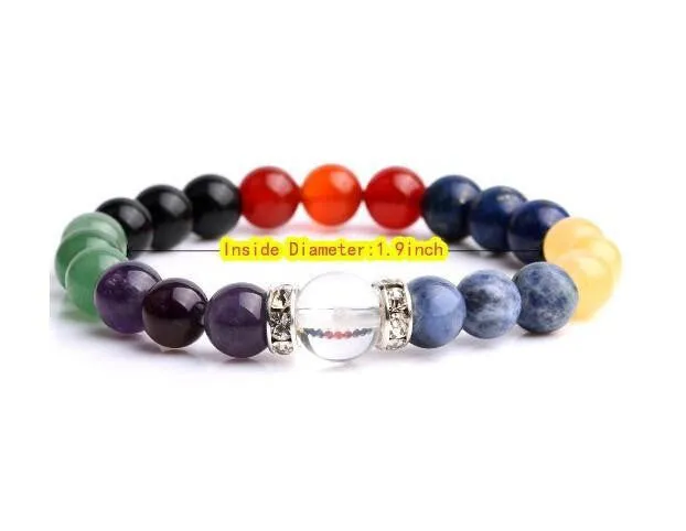 Clear Crystal Focal Bead 7 Chakra Natural Stones Bracelet