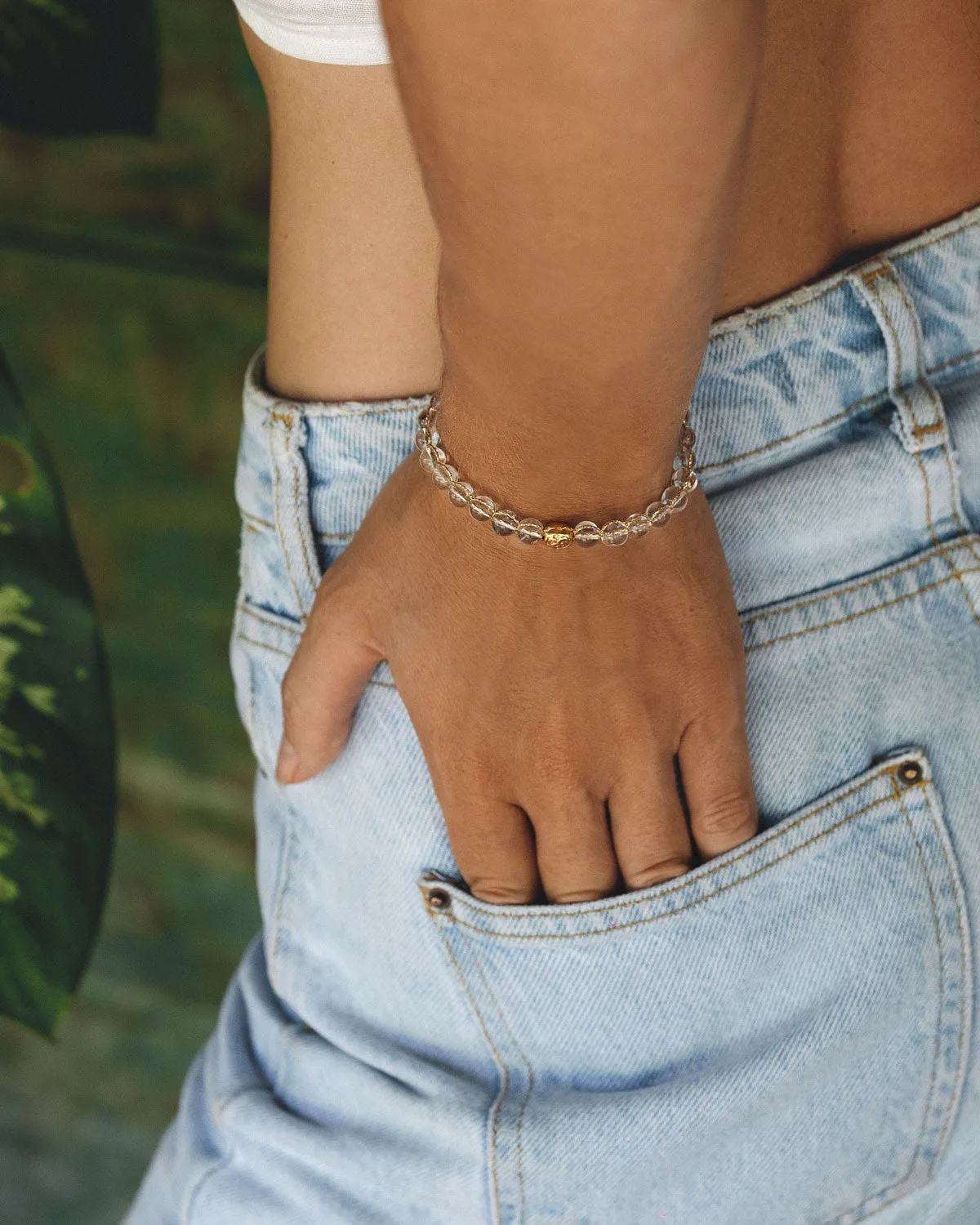 Clear Quartz 6mm Bracelet | Gold