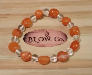 Clear Quartz and Carnelian Pre-made Bracelet