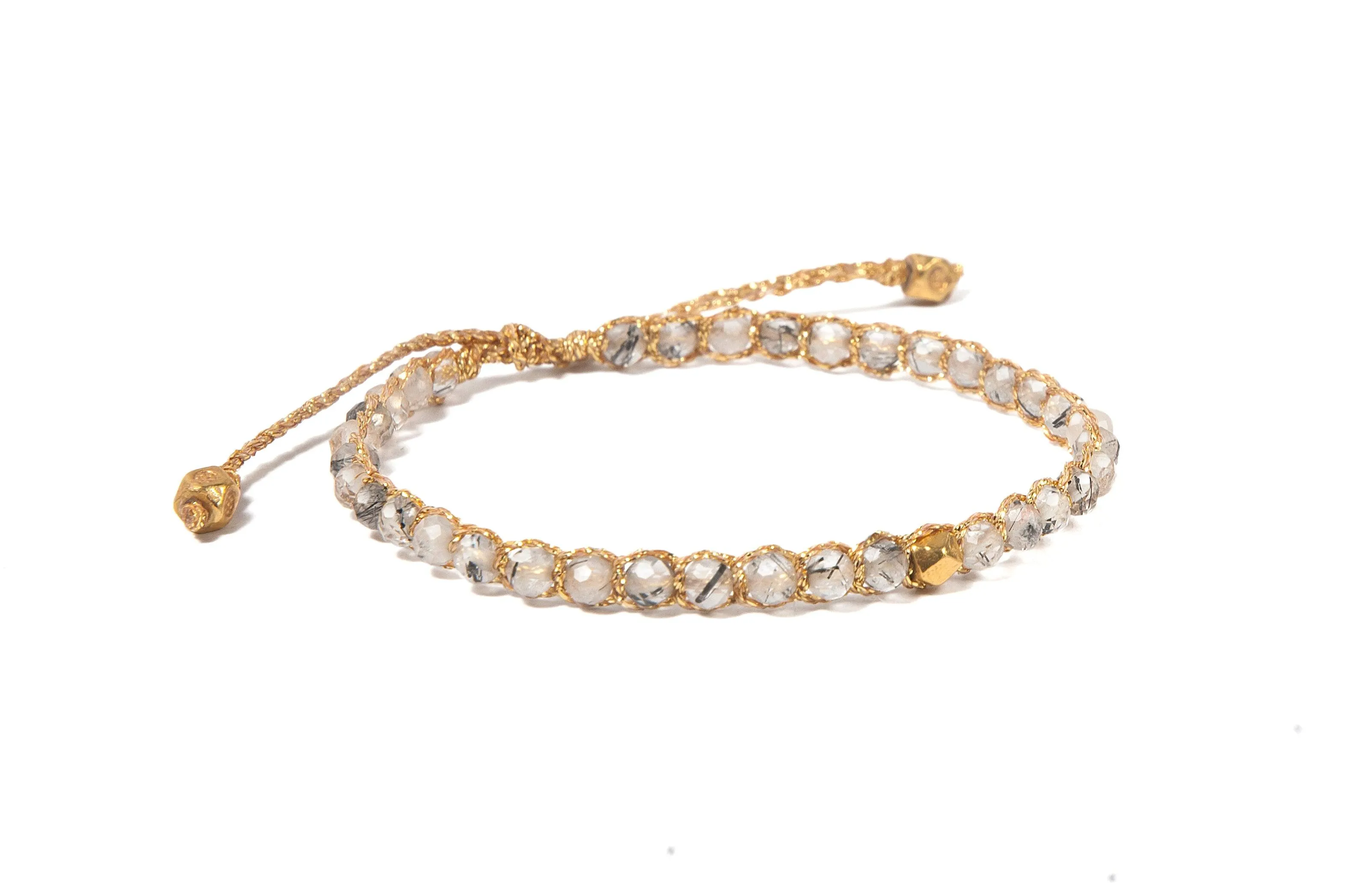 Clear Rutilated Quartz Nugget Kids  | Gold
