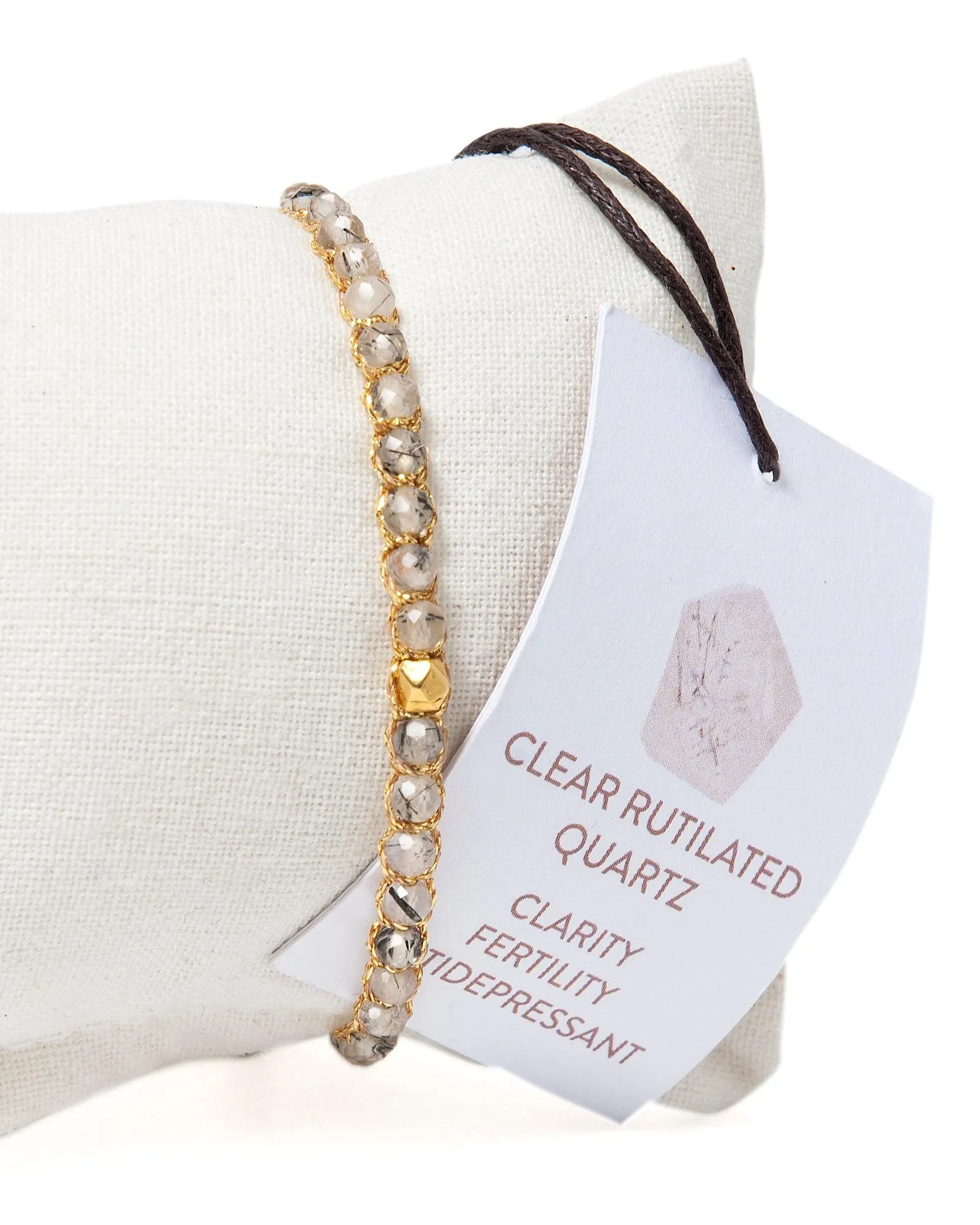 Clear Rutilated Quartz Nugget Kids  | Gold