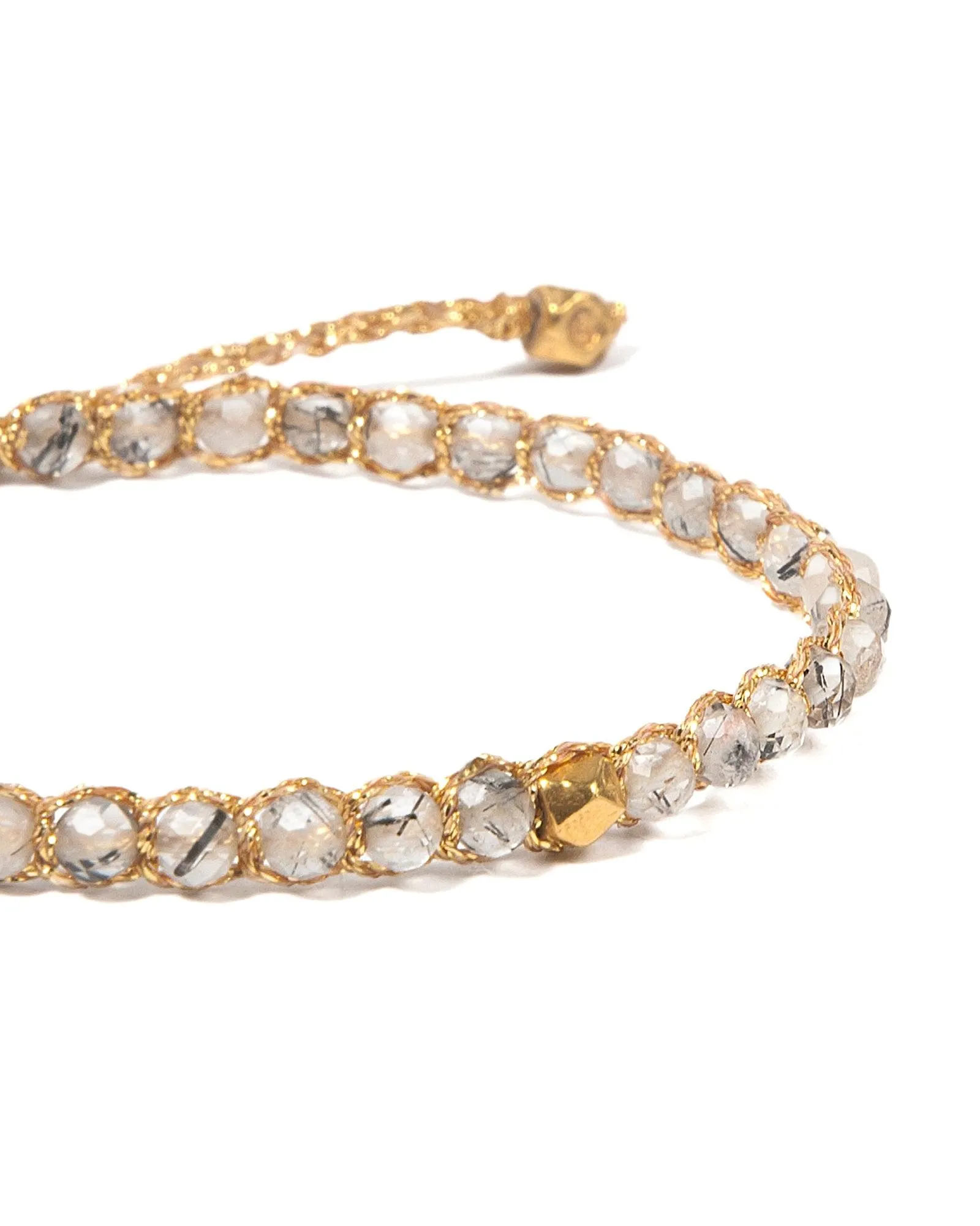 Clear Rutilated Quartz Nugget Kids  | Gold