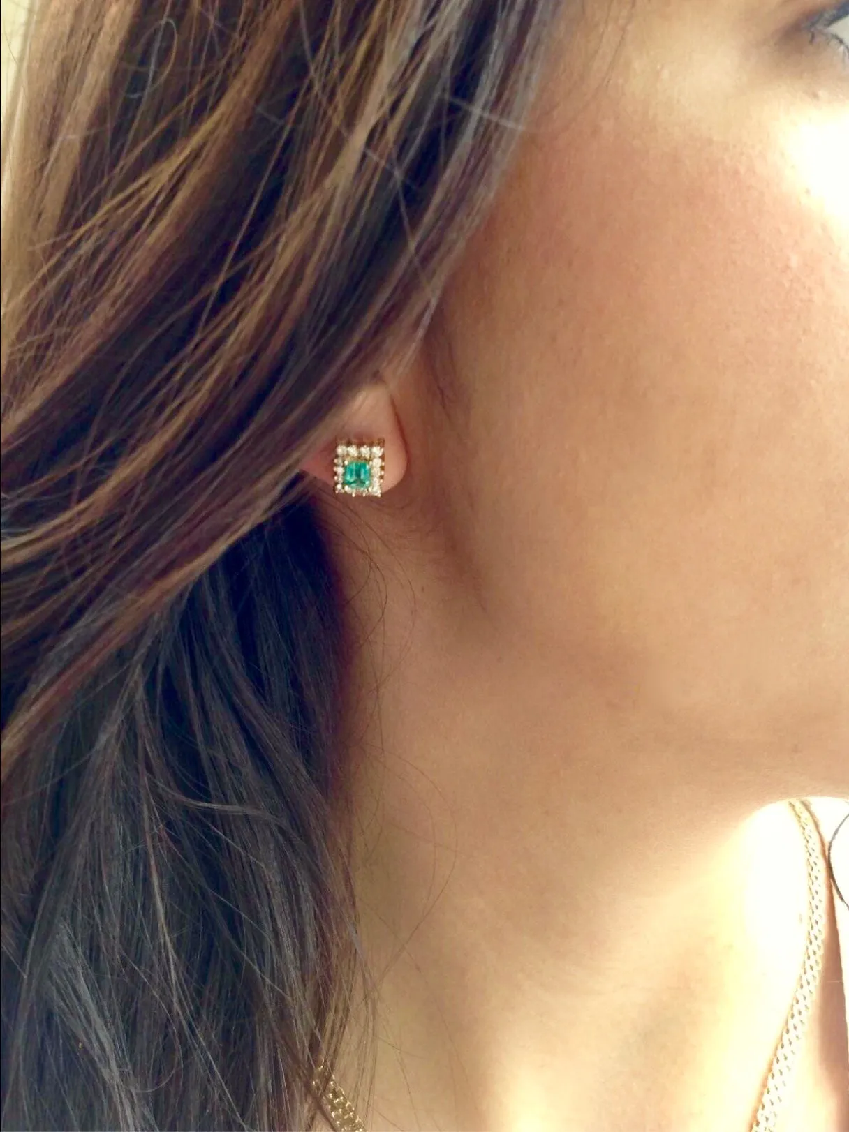 Colombian Emerald Diamond Necklace and Earrings Suite 18K