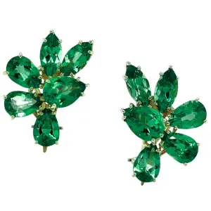 Colombian Emerald Multi Stone Cocktail Stud  Earrings 18K