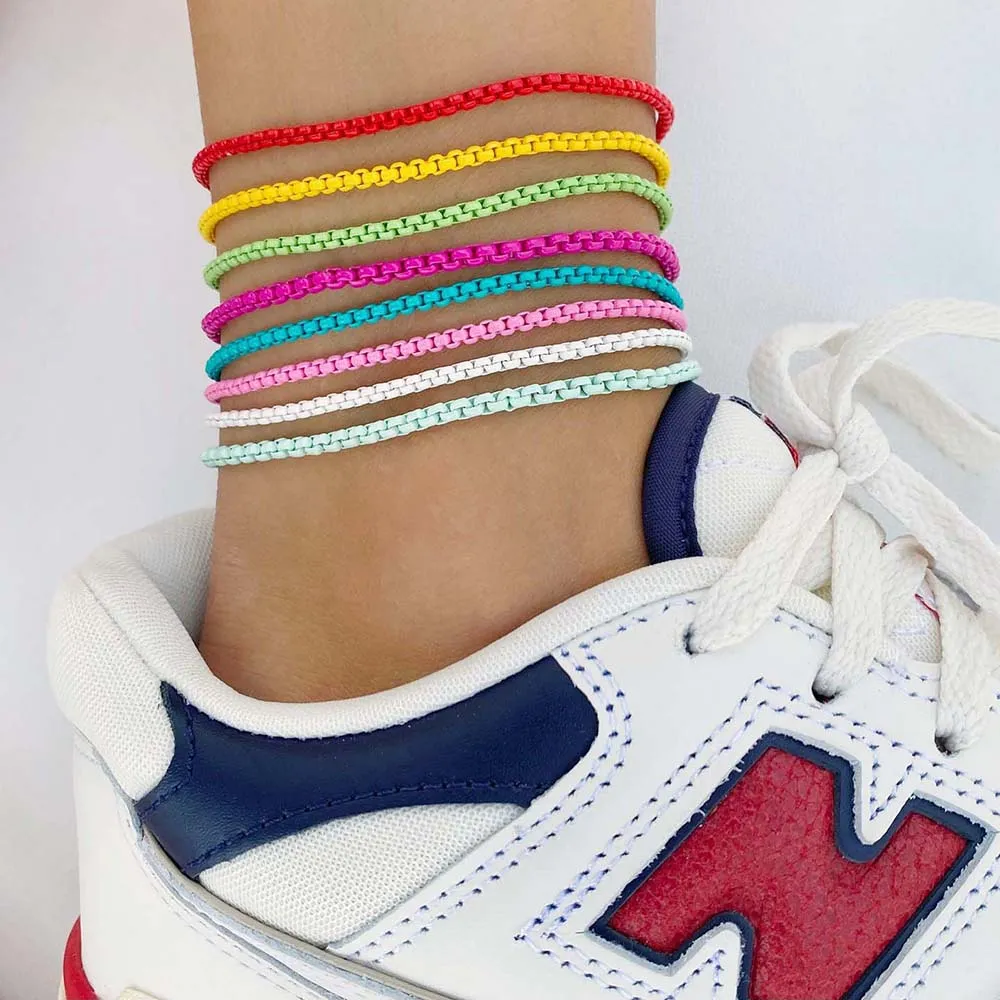 Colored Enamel Rope Chain Anklet