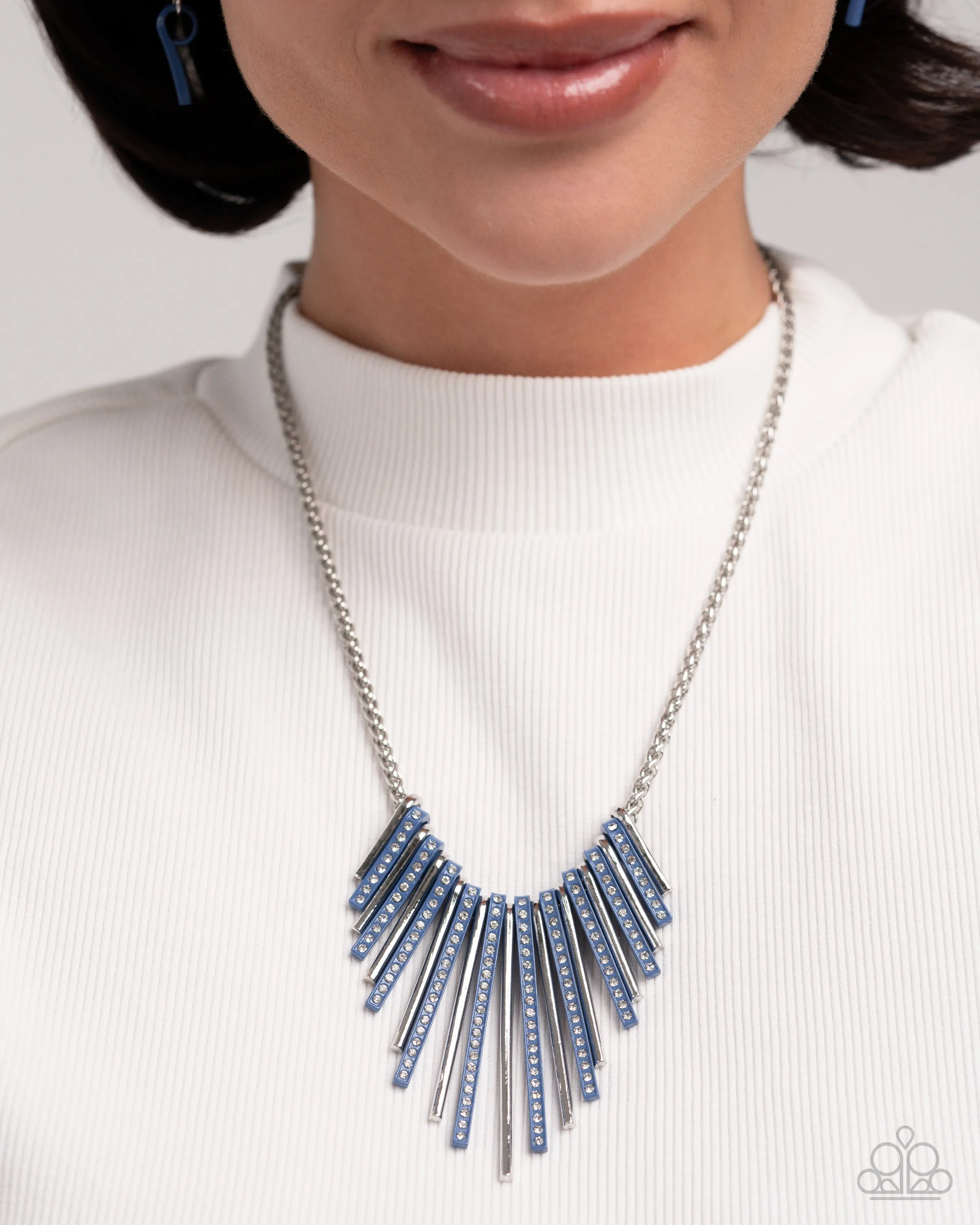 Complete Look Blue Set: Fashionable Fringe - Blue Necklace and Colored Cameo - Blue Bracelet (Necklace and Bracelet Complete Set) - BB-BL-ZU
