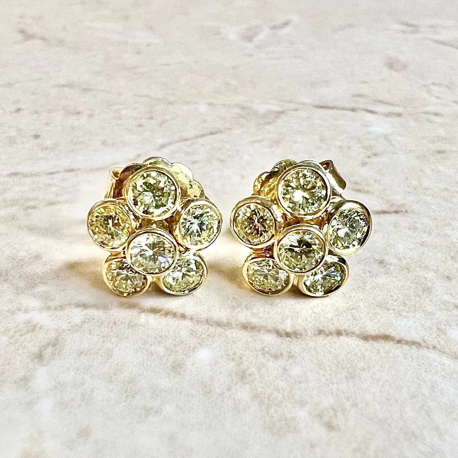 Convertible 18 Karat Yellow Gold 2.25 Carats Yellow Diamond Halo Stud Earrings By Carvin French
