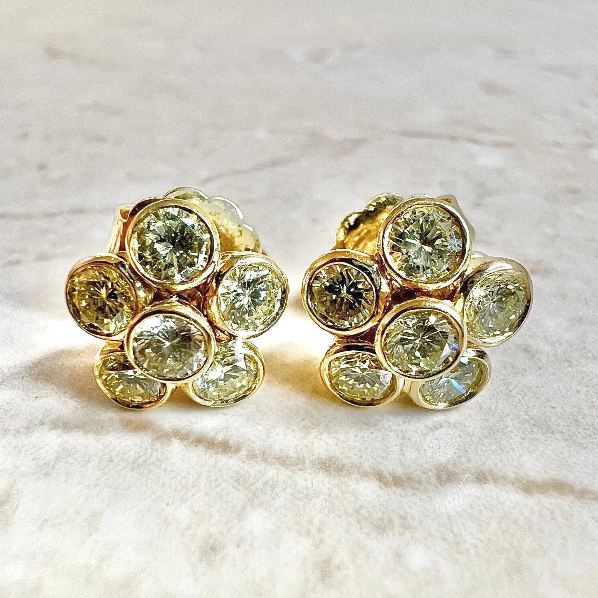Convertible 18 Karat Yellow Gold 2.25 Carats Yellow Diamond Halo Stud Earrings By Carvin French
