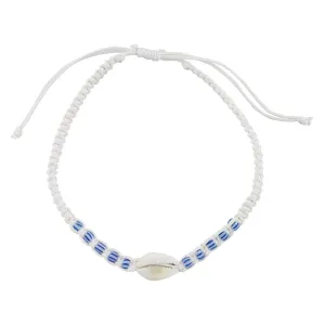 Cowry Striped Blue Bead Anklet