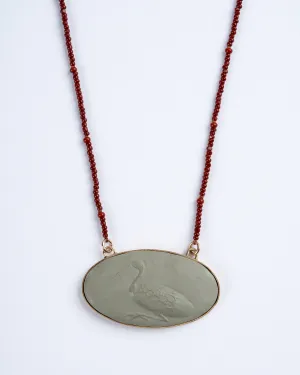 crane cameo pendant - lt green