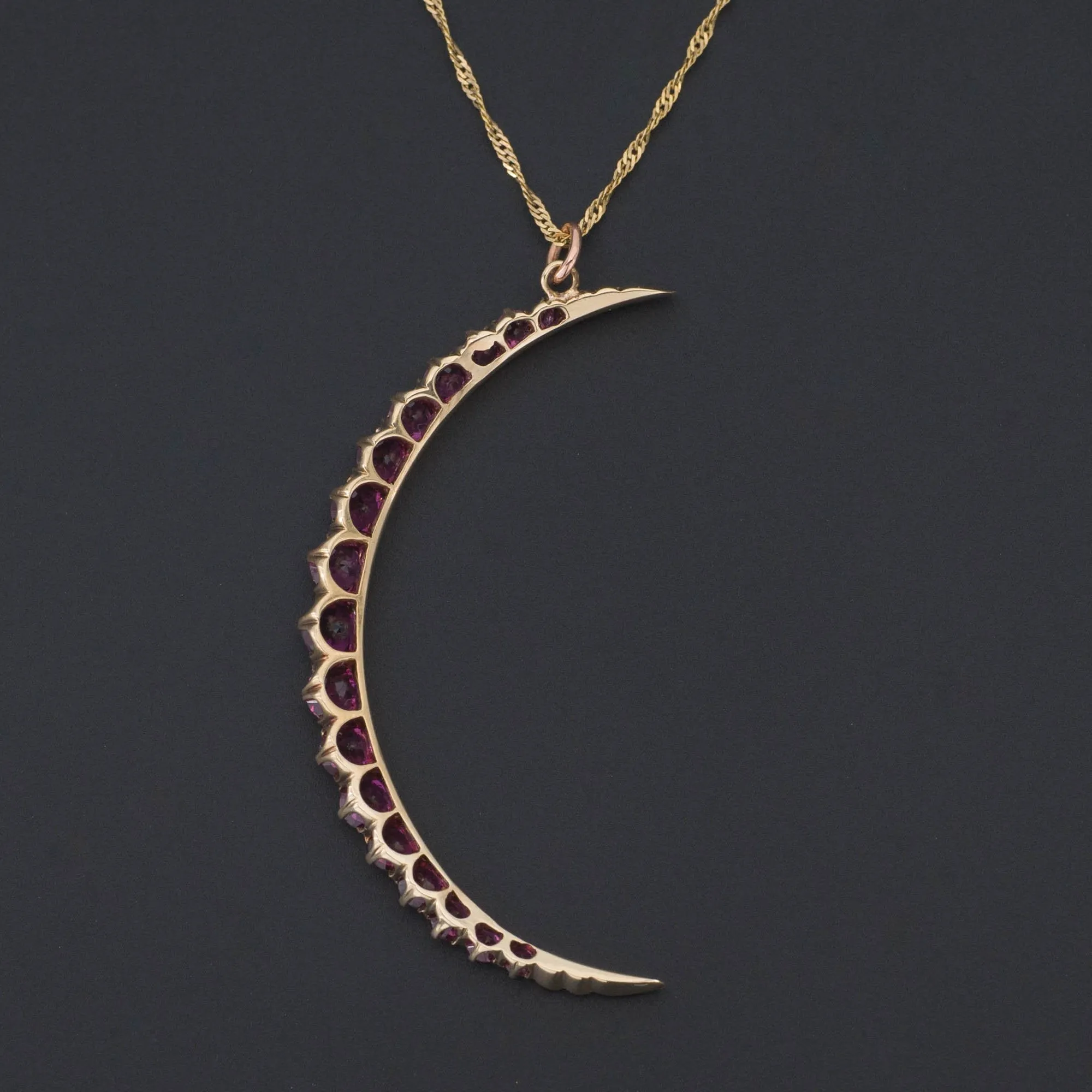 Crescent Moon Pendant | Garnet Crescent Pendant