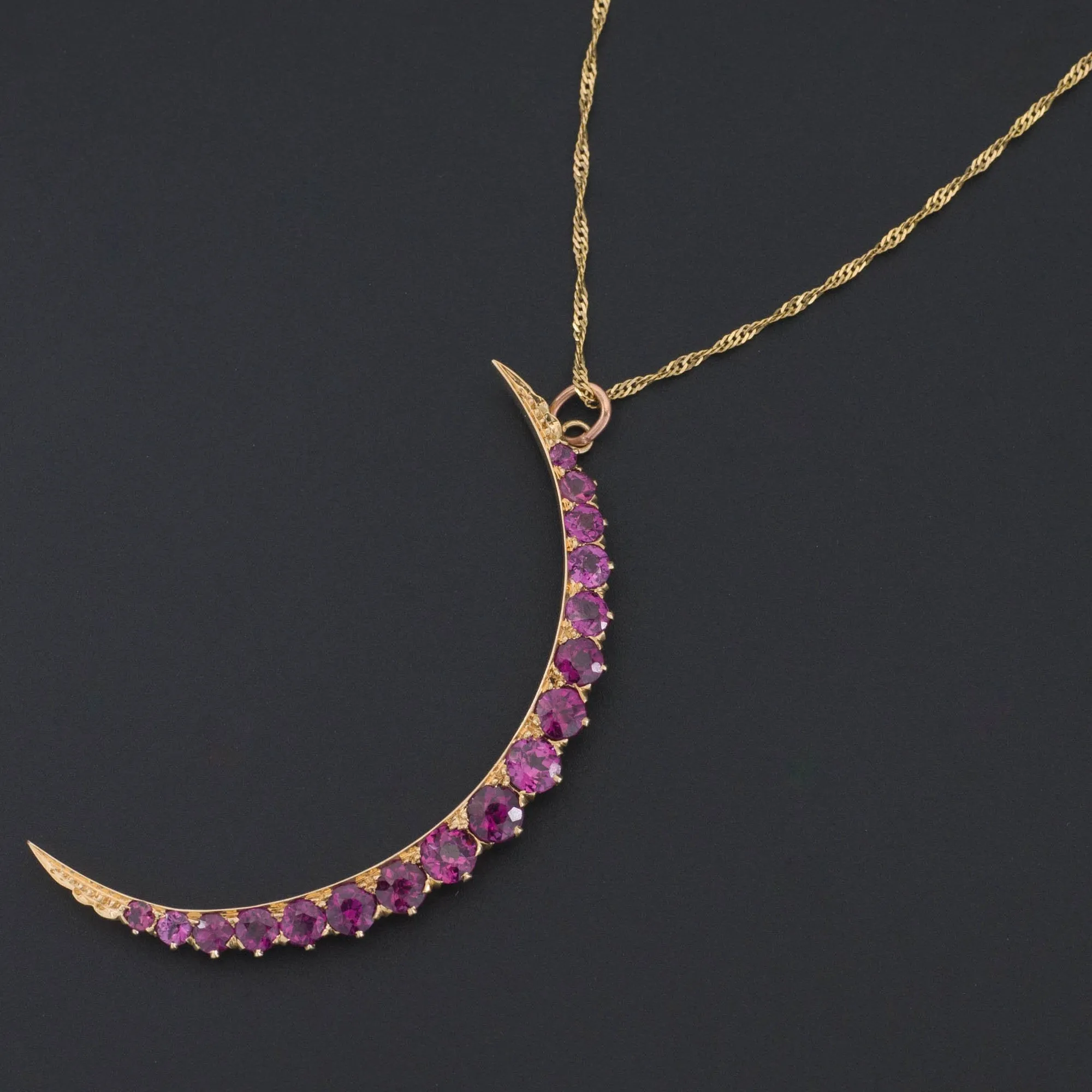Crescent Moon Pendant | Garnet Crescent Pendant