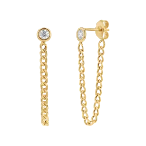 Cuban Link Drop Chain Diamond Earring