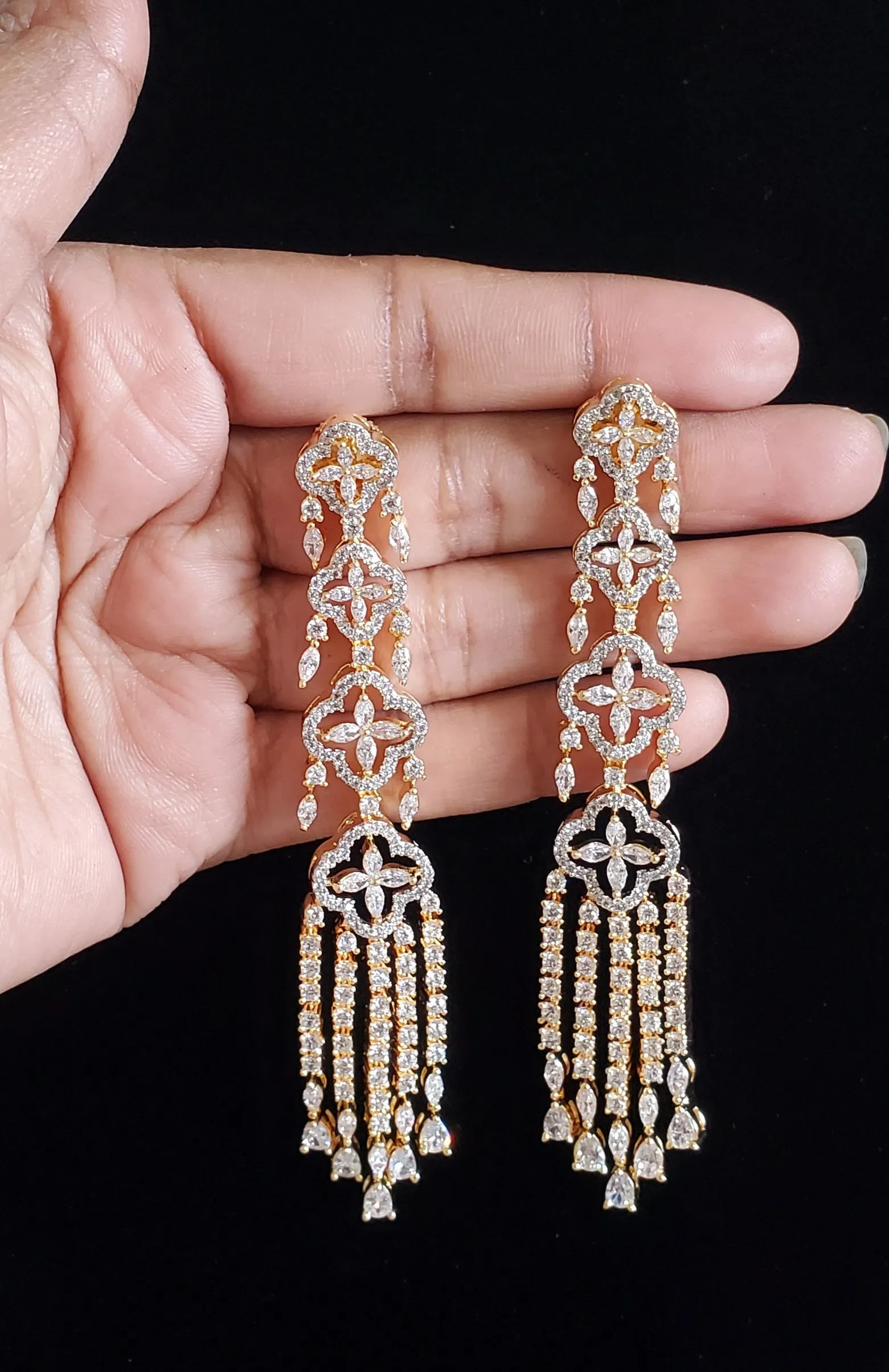 Cubic Zirconia Long Earring