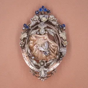 Curious Bee Shell Locket Brooch/Pendant c1870