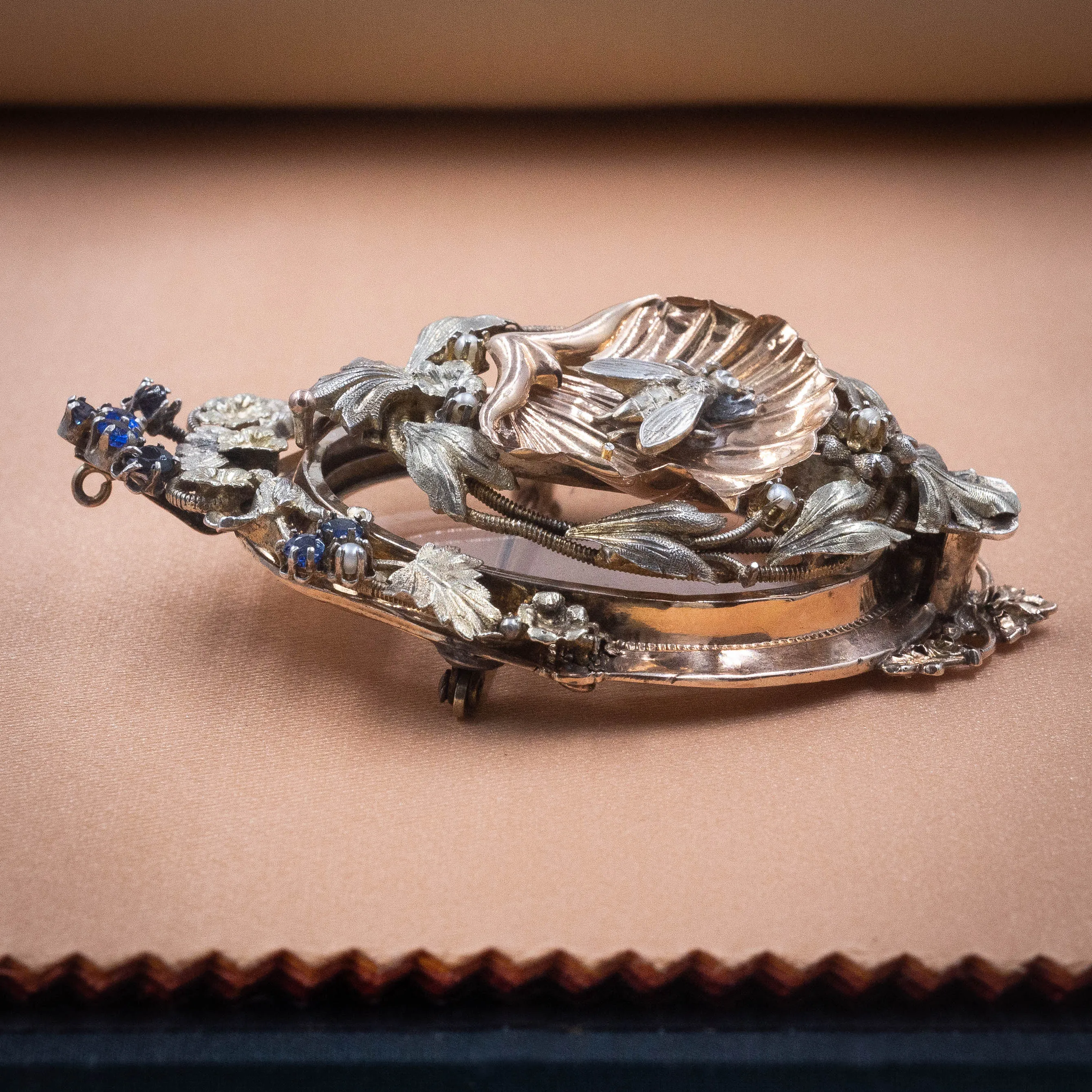 Curious Bee Shell Locket Brooch/Pendant c1870