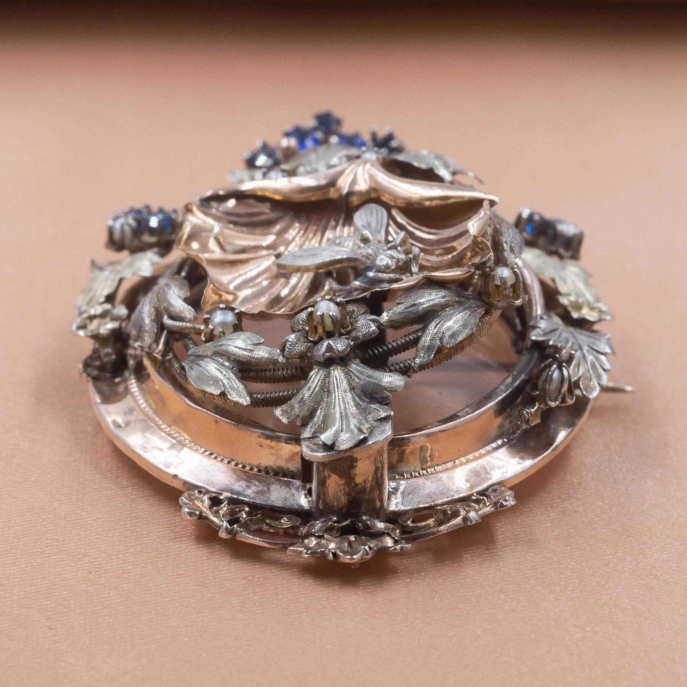 Curious Bee Shell Locket Brooch/Pendant c1870
