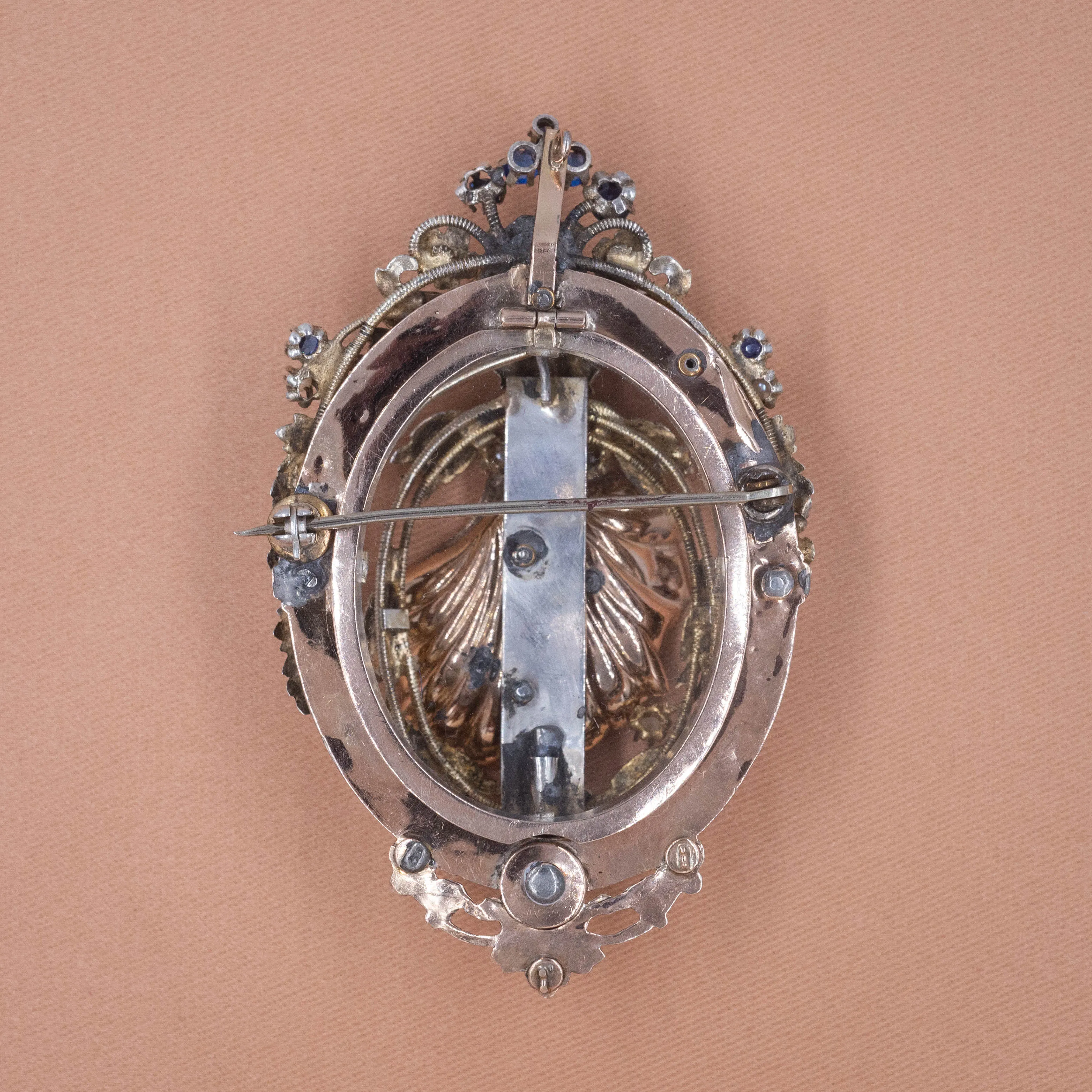 Curious Bee Shell Locket Brooch/Pendant c1870