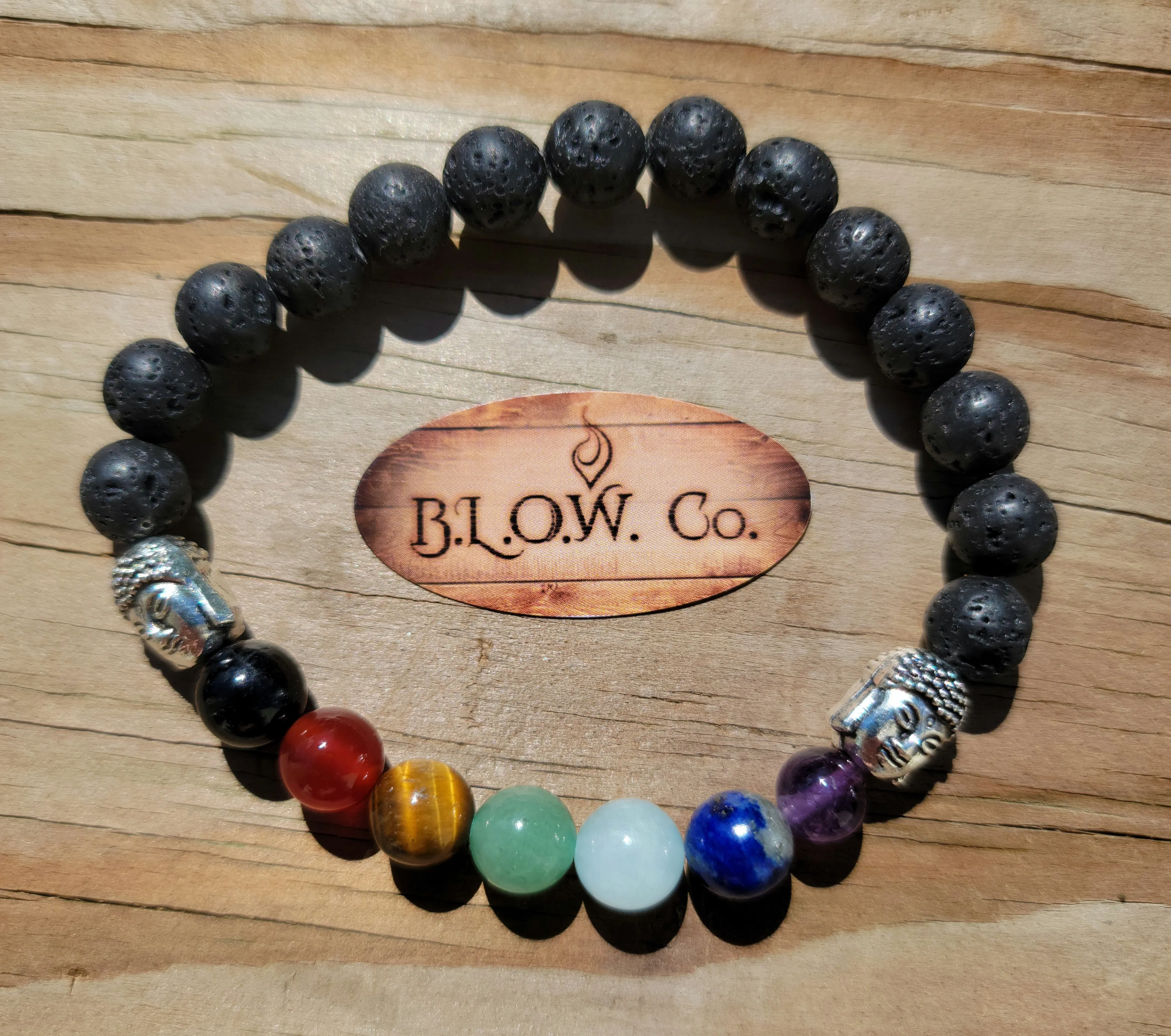 Custom 7 Chakra bracelets with Lava Stone