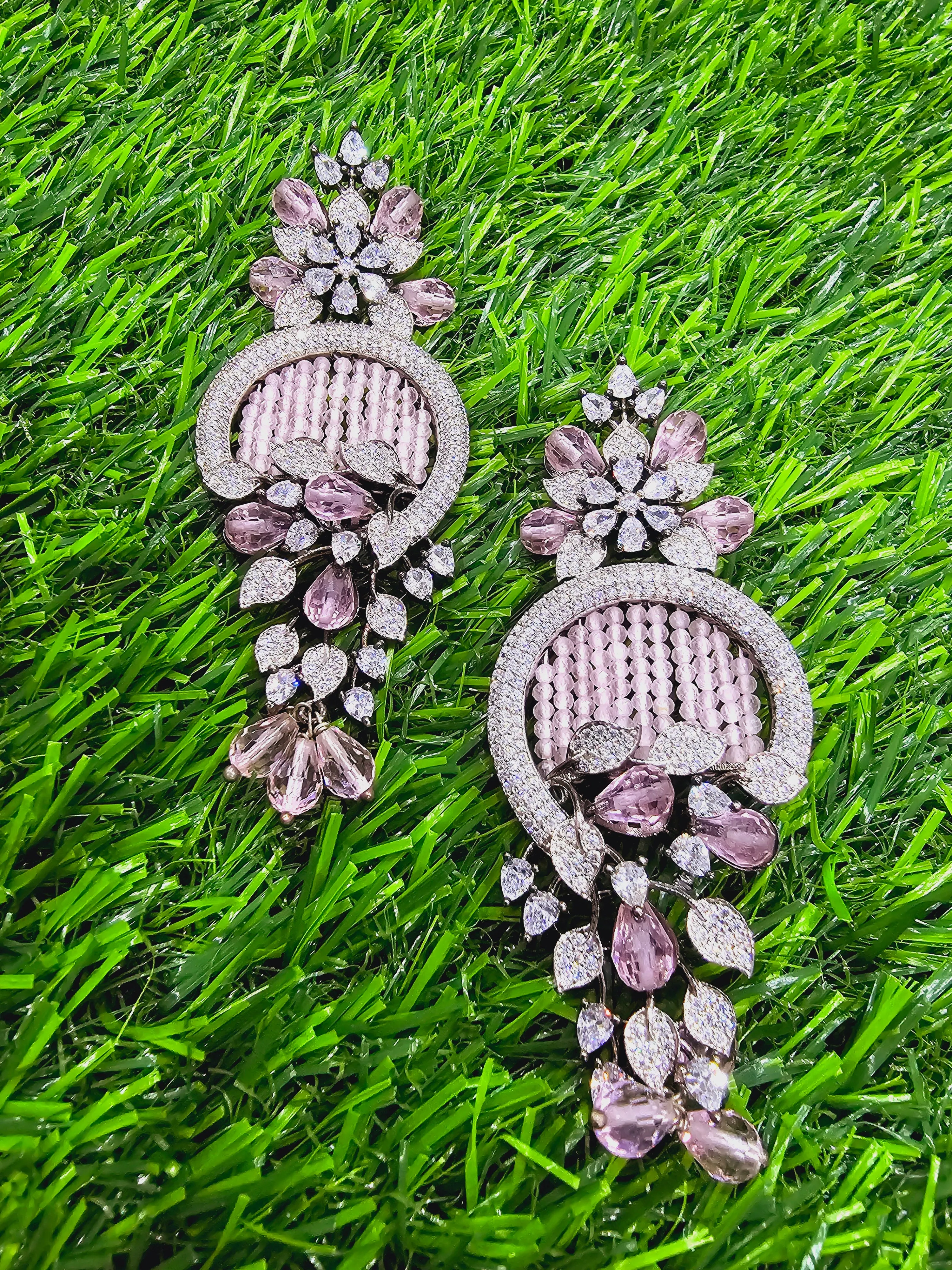 CZ and BabyPink Earrings
