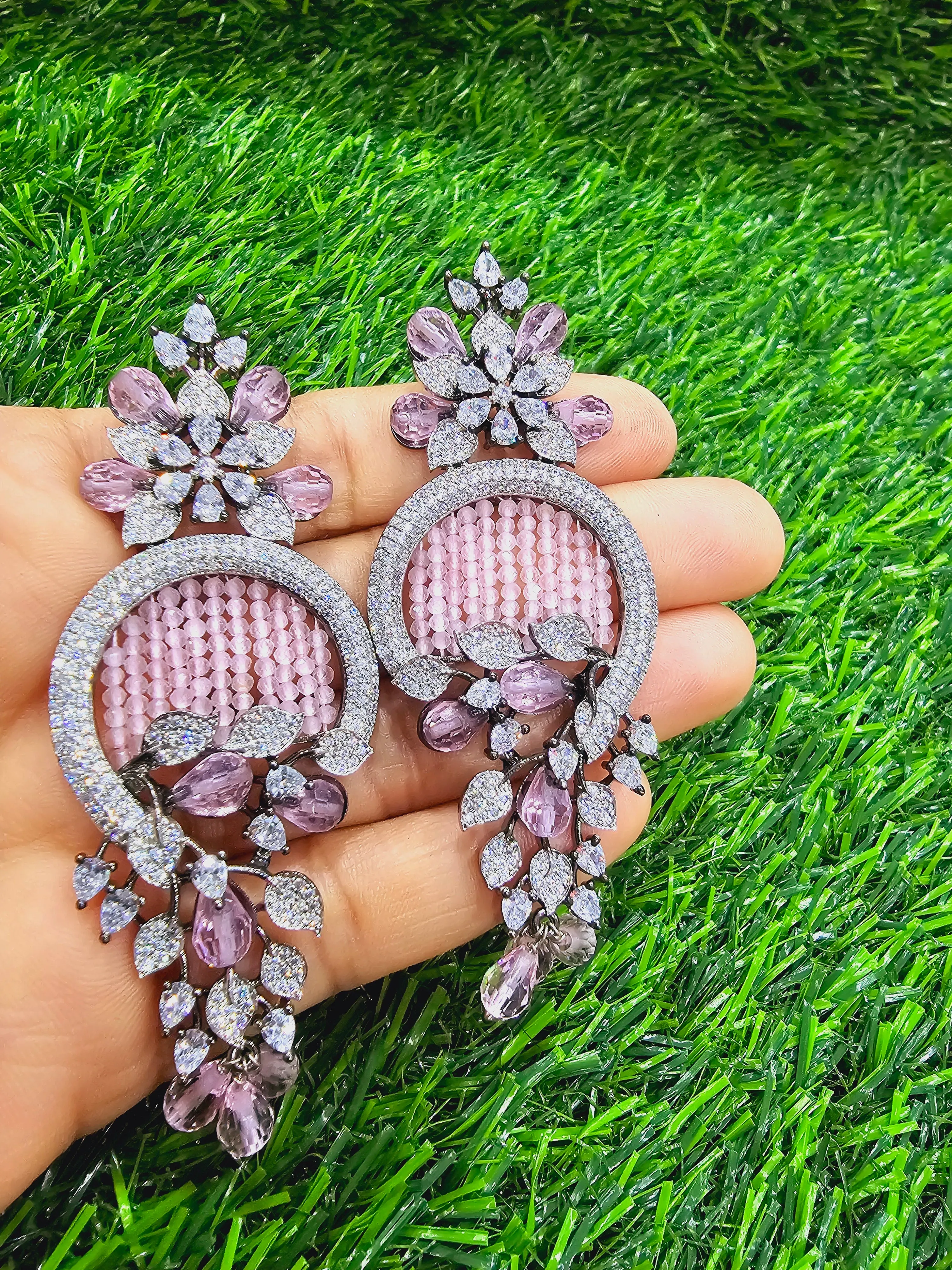 CZ and BabyPink Earrings