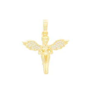 CZ Angel Pendant 14K Anklet Bracelet Gold Filled Cubic Zirconia Charm Rope Foot Chain Set 10" Women Girl Teen