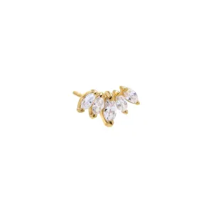 CZ Multi Marquise Curved Stud Earring 14K