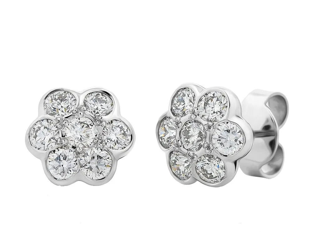 'Daisy'  Diamond Cluster Stud Earrings I.1964